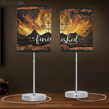 It Is Finished Lamp Gift - John 1930 Jesus Lion Easter Table Lamp Gift - Christian Bedroom Decor