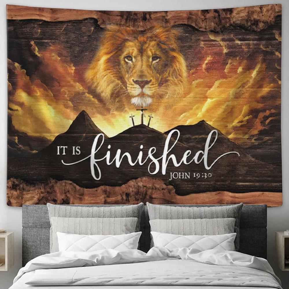 It Is Finished Wall Art - John 1930 Jesus Lion Easter Tapestry Wall Art - Christian Wall Decor