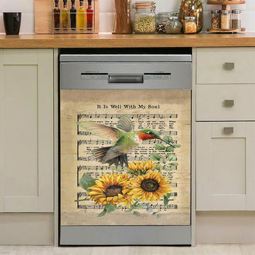 It Is Well With My Soul Guitar Monarch Butterfly Music Sheet Dishwasher Cover, Christian Dishwasher Stickers, Bible Verse Kitchen Decor