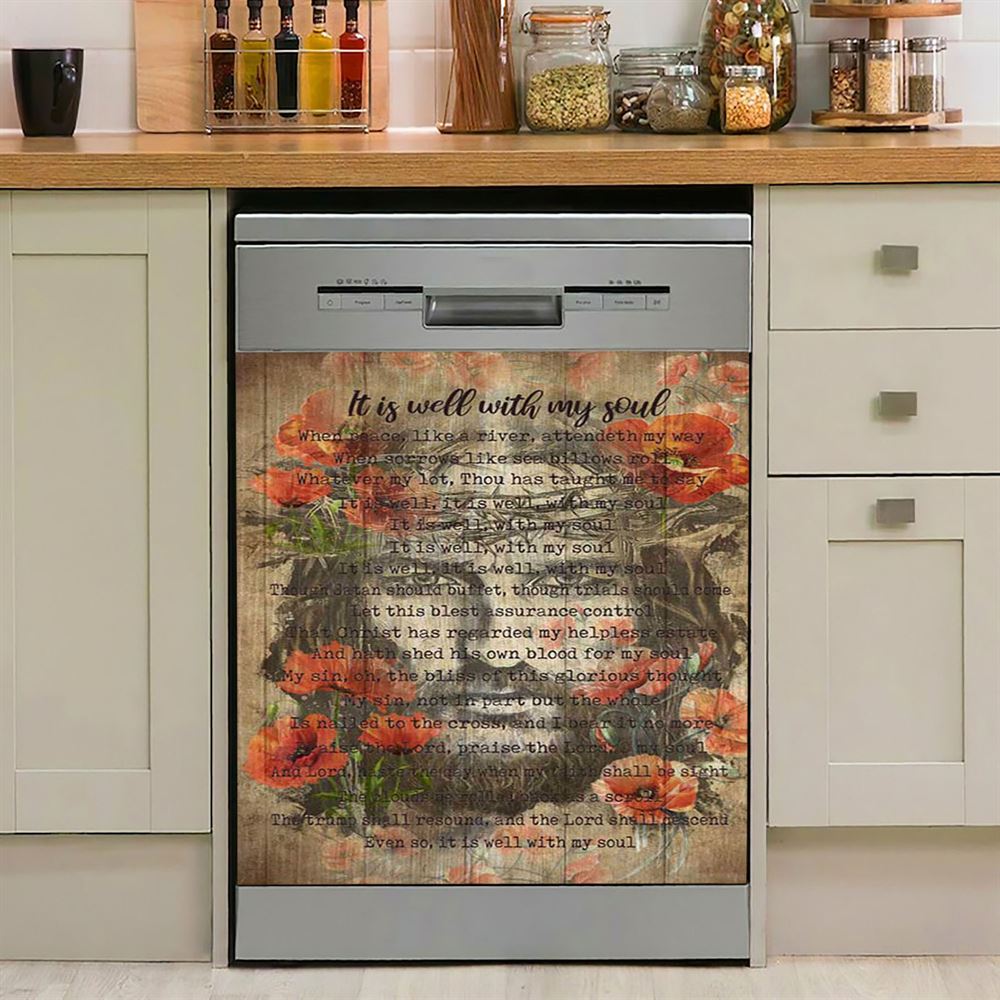 It Is Well With My Soul Hymn Sheet Music Christian Dishwasher Cover, Bible Verse Dishwasher Stickers, Scripture Kitchen Decor