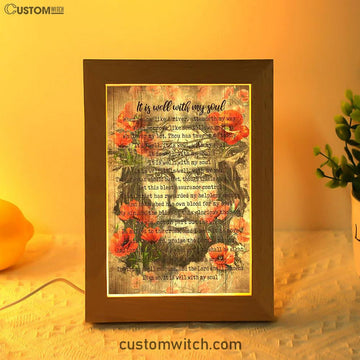 It Is Well With My Soul Old Song Flowers Frame Lamp Art - Christian Night Light - Bible Verse Wooden Lamp