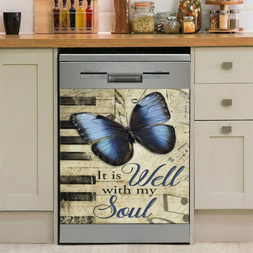 It Is Well With My Soul Red Rose Piano Dishwasher Cover, Bible Verse Dishwasher Stickers, Christian Inspirational Kitchen Decor