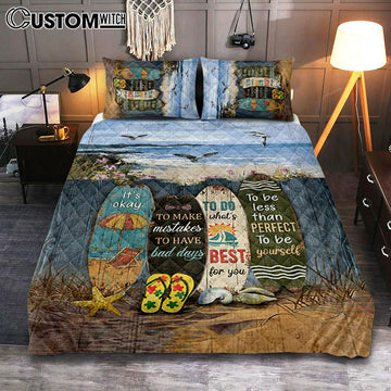 It&#39;s Okay To Make Mistakes Beach Scene Gulls Seagulls Starfish Quilt Bedding Set Bedroom - Christian Quilt Bedding Set Prints - Bible Verse Quilt Bedding Set Art