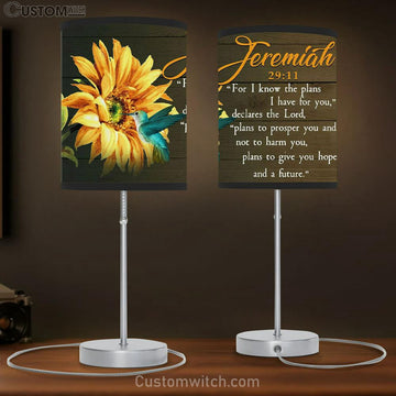 Jeremiah 2911 Lamp Gift For I Know The Plans I Have For You Hummingbird Sunflower Table Lamp Print - Christian Bedroom Decor