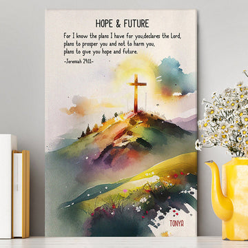 Jeremiah 911 Hope &amp; Future Personalized Canvas Wall Art - Christian Canvas Prints - Bible Verse Gift For Women Of God