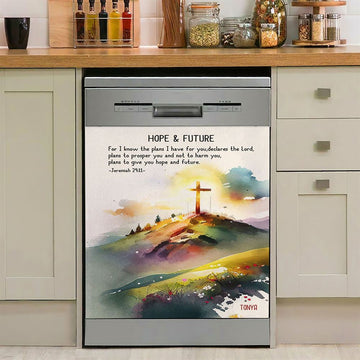 Jeremiah 911 Hope &amp; Future Personalized Dishwasher Cover, Christian Dishwasher Stickers, Bible Verse Gift For Women Of God