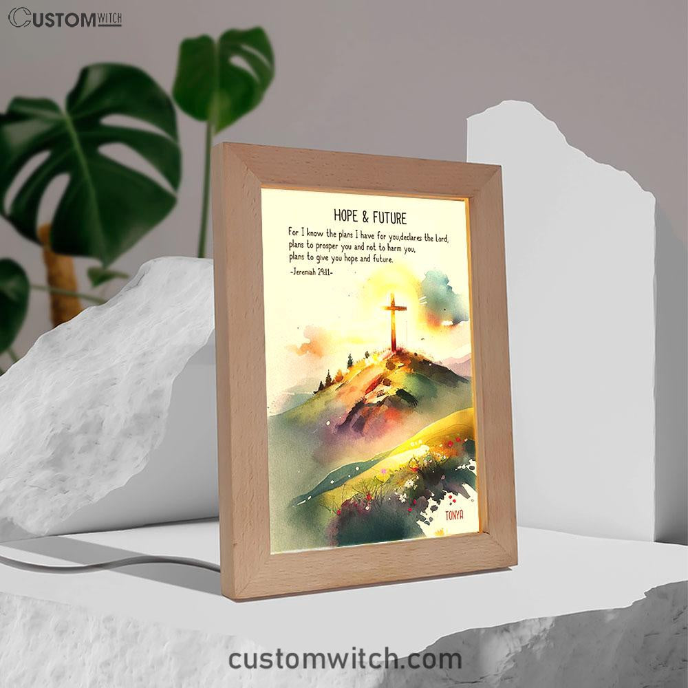 Jeremiah 911 Hope &amp; Future Personalized Frame Lamp Art - Christian Night Light - Bible Verse Gift For Women Of God