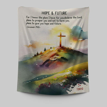 Jeremiah 911 Hope &amp; Future Personalized Tapestry Wall Art - Christian Tapestries Prints - Bible Verse Gift For Women Of God
