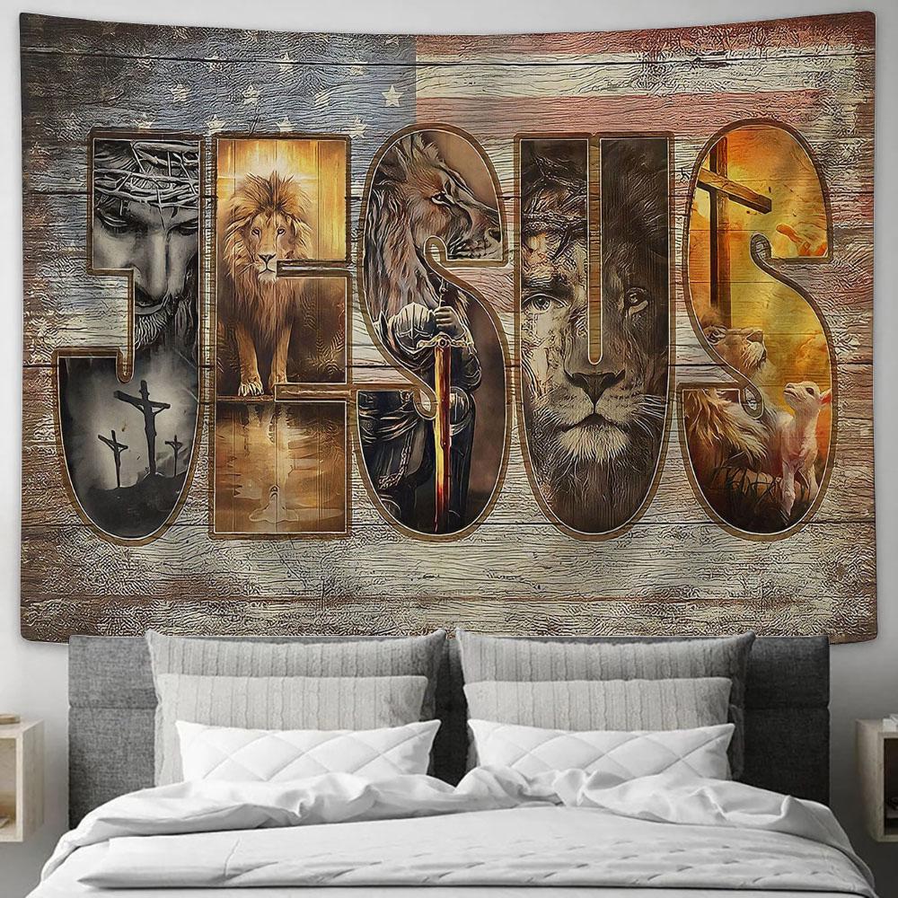 Jesus 4th Of July Tapestry Prints - Jesus Christ Tapestry - Christian Tapestry Prints