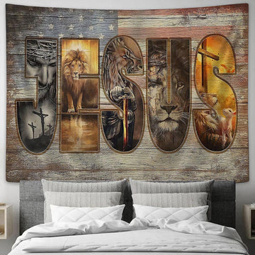 Jesus 4th Of July Tapestry Prints - Jesus Christ Tapestry - Christian Tapestry Prints
