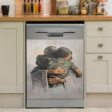 Jesus And American Soldiers Dishwasher Cover, Jesus Dishwasher Stickers, Christian Kitchen Decor