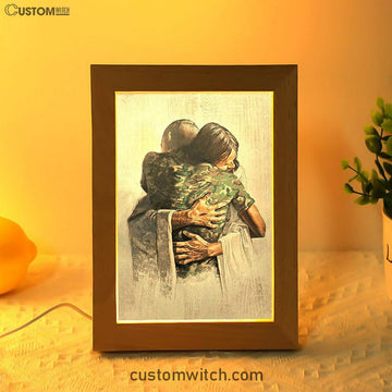 Jesus And American Soldiers Frame Lamp Art - Jesus Frame Lamp Pictures - Christian Night Light