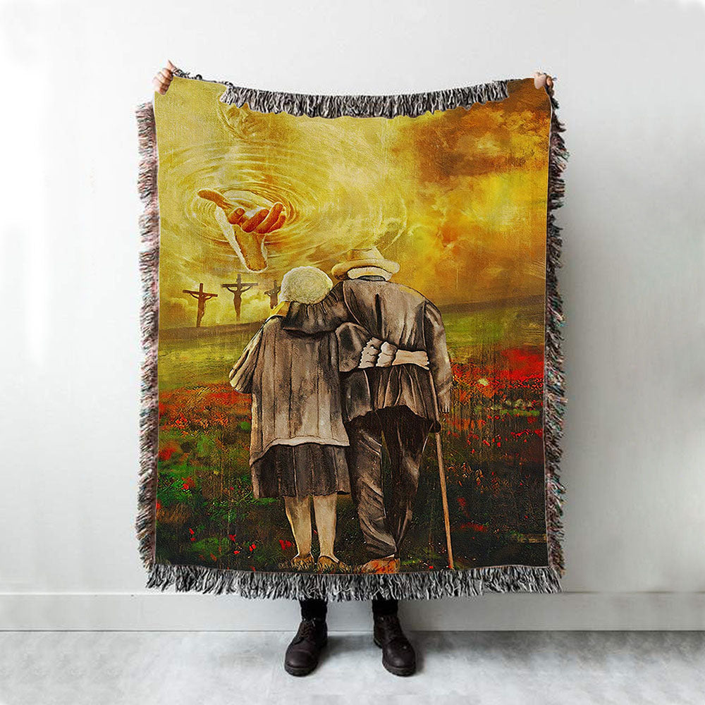 Jesus And An Old Couple Woven Throw Blanket - Jesus Woven Blanket Pictures - Christian Woven Throw Blanket