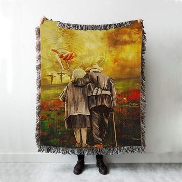 Jesus And An Old Couple Woven Throw Blanket - Jesus Woven Blanket Pictures - Christian Woven Throw Blanket