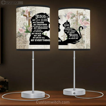 Jesus And Cat Table Lamp Gift - Jesus Christ Table Lamp - Christian Table Lamp Prints