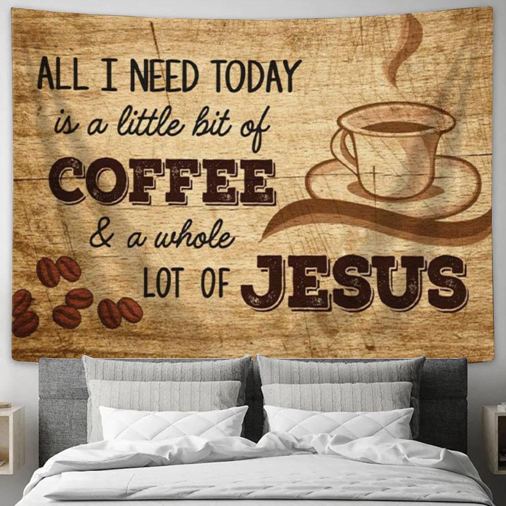 Jesus And Coffee Tapestry Wall Art - Christian Wall Art Decor - Christian Wall Decor