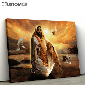 Jesus And Dove Give Me Your Hand Canvas Poster