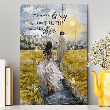 Jesus And Girl I Am The Way The Truth And The Life Canvas Wall Art - Christian Canvas Prints - Bible Verse Canvas Art