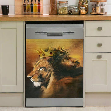 Jesus And King Lion Dishwasher Cover, Jesus Dishwasher Stickers, Christian Kitchen Decor
