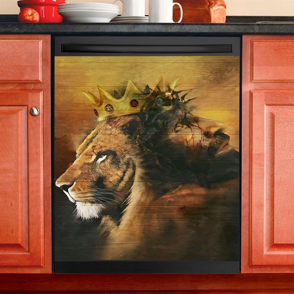 Jesus And King Lion Dishwasher Cover, Jesus Dishwasher Stickers, Christian Kitchen Decor