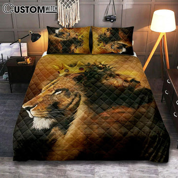 Jesus And King Lion Quilt Bedding Set Bedroom - Jesus Quilt Bedding Set Pictures - Christian Quilt Bedding Set Bedroom