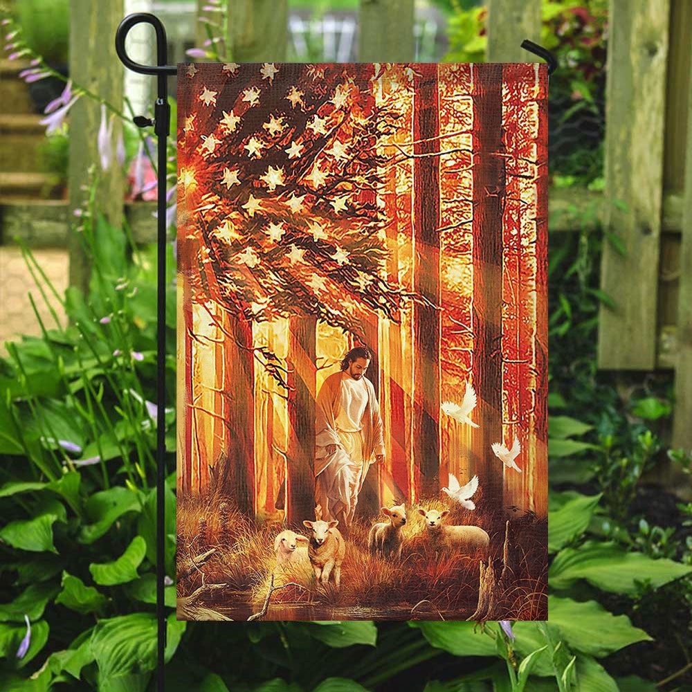 Jesus And Lamb, Garden Flag, Christian Flag, Scripture Flag, Garden Banner