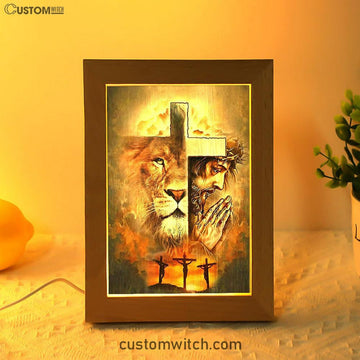 Jesus And Lion Frame Lamp Art - Jesus Frame Lamp Pictures - Christian Night Light