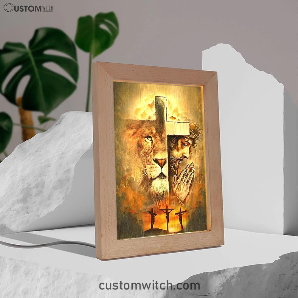 Jesus And Lion Frame Lamp Art - Jesus Frame Lamp Pictures - Christian Night Light