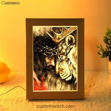Jesus And Lion Frame Lamp Prints - Jesus Christ Frame Lamp Art - Christian Decor