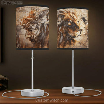 Jesus And Lion Large Table Lamp - Christian Table Lamp Prints - Religious Table Lamp Art