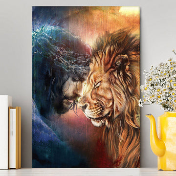 Jesus And Lion Of Judah Wall Art Canvas - Jesus Portrait Canvas Prints - Christian Wall Art