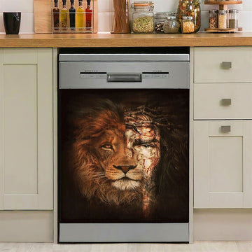 Jesus And The Lion Of Judah Dishwasher Cover, Christian Dishwasher Stickers, Religious Kitchen Decor