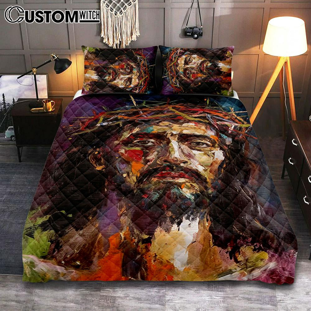 Jesus Art Quilt Bedding Set Prints - Jesus Quilt Bedding Set Art - Christian Bedroom Decor