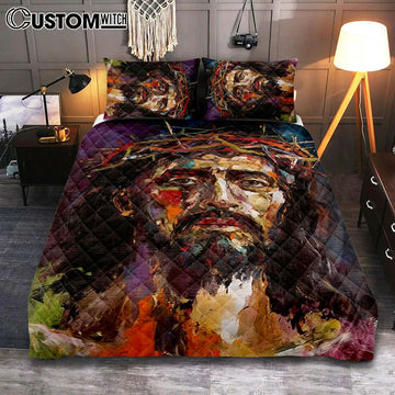 Jesus Art Quilt Bedding Set Prints - Jesus Quilt Bedding Set Art - Christian Bedroom Decor