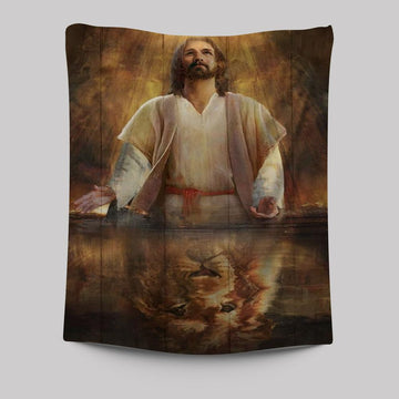 Jesus Artwork, Lion Of Judah, Yellow Halo Tapestry