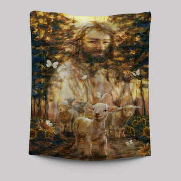 Jesus Artwork, Magic Forest, Little Lamb Painting Tapestry