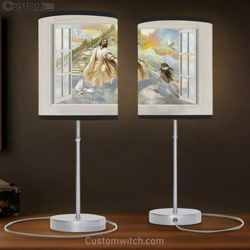 Jesus Beautiful Girl The Way To Heaven Table Lamp Art - Christian Lamp Gift Decor - Bible Verse Table Lamp