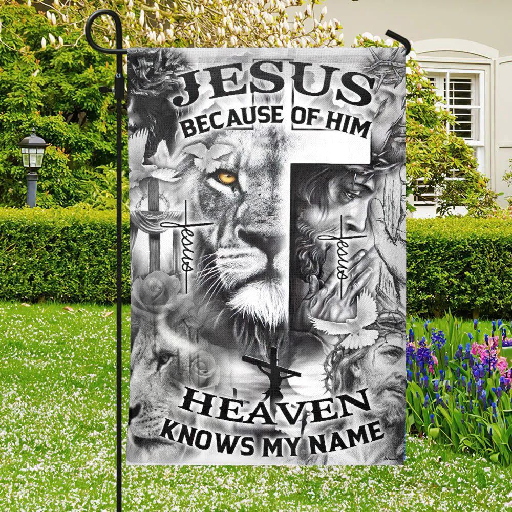 Jesus Because Of Him Flag, Christian&#39;s Flag, Garden Decor, Garden Flag Stand, Christian Flag, Scripture Flag, Garden Banner