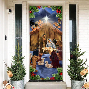 Jesus Borrn Door Cover Scenery, Christian Door Decor, Door Christian Church, Christian Door Plaques