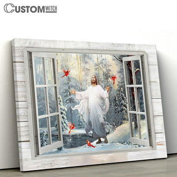 Jesus Cardinal Walking With Jesus Canvas Art - Christian Wall Art Decor - Bible Verse Canvas