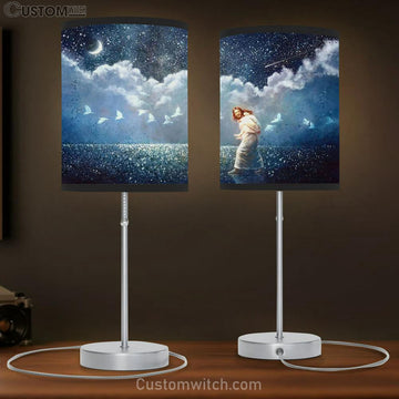 Jesus Carry Children Table Lamp - With All The Heart Large Table Lamp - Christian Table Lamp Prints - Religious Table Lamp Art