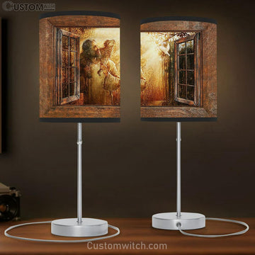 Jesus Carry The Lamp And The Dove Table Lamp Art - Christian Lamp Gift Decor - Bible Verse Table Lamp