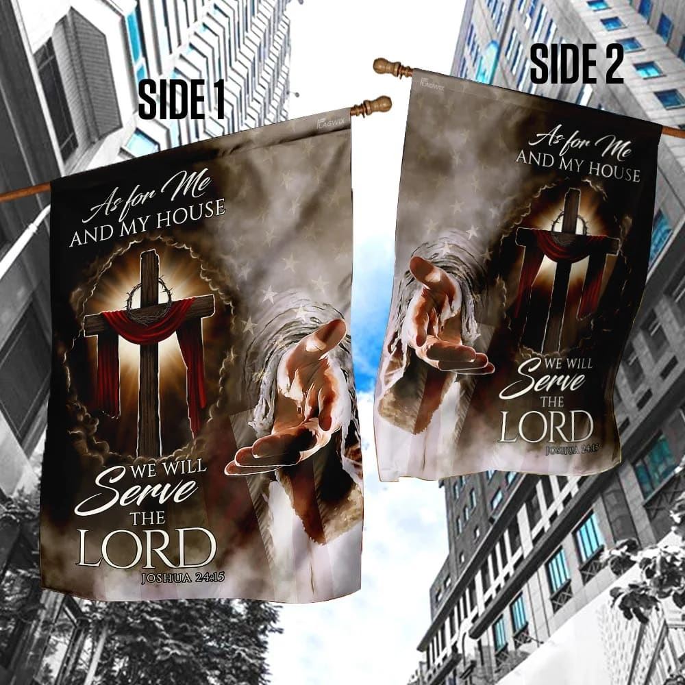 Jesus Christ As For Me And My House House Flags, Christian Flag, Scripture Flag, Garden Banner