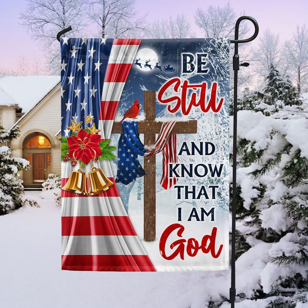Jesus Christ Cross Christmas Flag  Be Still &amp; Know That I Am God Flag, Christian Christmas House Flag, Christmas Outdoor Decor Ideas