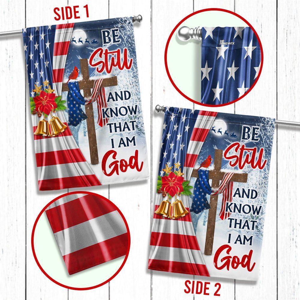Jesus Christ Cross Christmas Flag  Be Still &amp; Know That I Am God Flag, Christian Christmas House Flag, Christmas Outdoor Decor Ideas