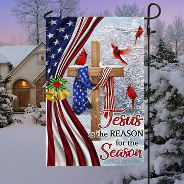 Jesus Christ Cross Flag Jesus is The Reason for Season Christmas Flag, Christian Christmas House Flag, Christmas Outdoor Decor Ideas
