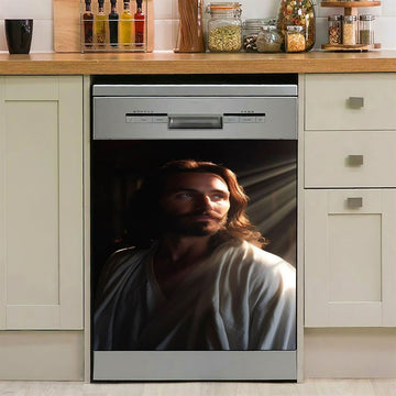 Jesus Christ Crown Of Thorns Dishwasher Cover, Jesus Portrait Dishwasher Stickers, Christian Kitchen Decor