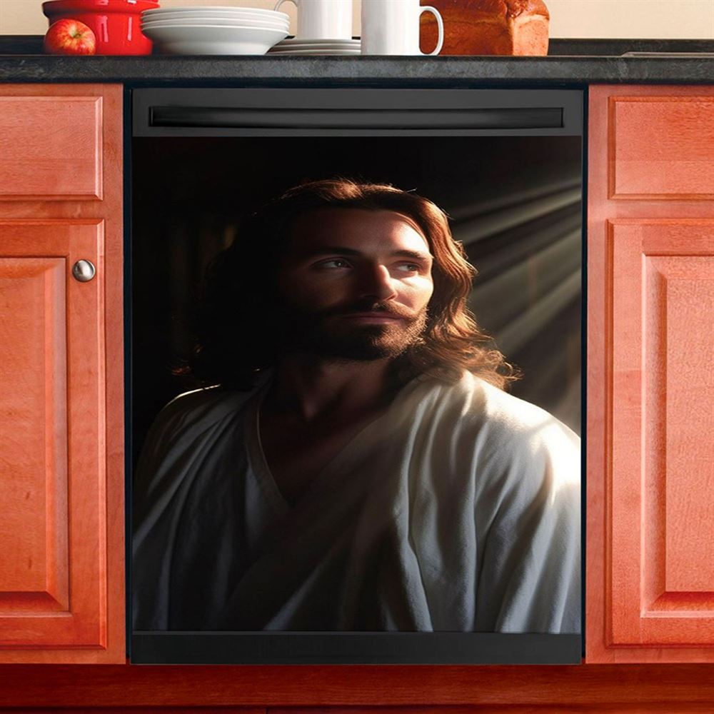 Jesus Christ Crown Of Thorns Dishwasher Cover, Jesus Portrait Dishwasher Stickers, Christian Kitchen Decor