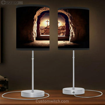 Jesus Christ Empty Tomb Cross Table Lamp Pictures - Faith Art - Christian Table Lamp Gift Decor