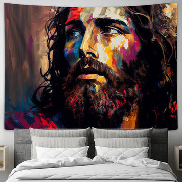 Jesus Christ Face Pictures Tapestry Art - Christian Wall Art Decor - Jesus Christ Tapestry